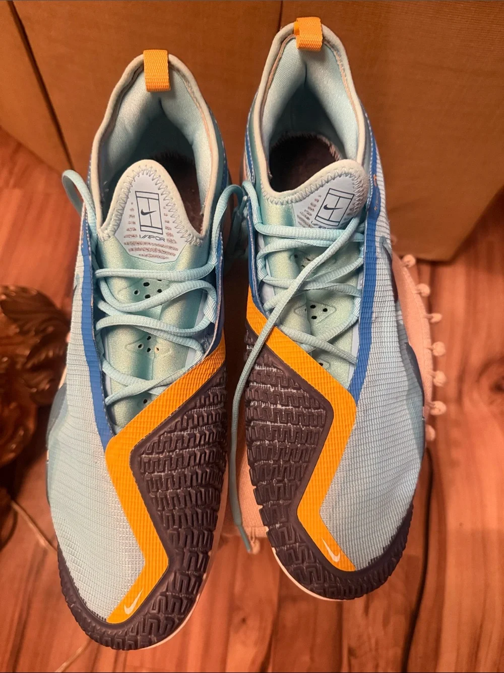 Nike Light Blue and Yellow Vapor Street Athletic Shoes